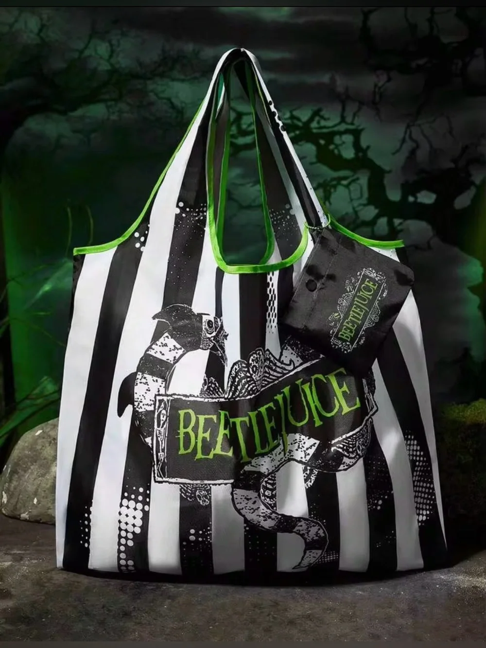 Beetle 🪲 Juice Tote Bag & Pouch Holder NEW 🖤🤍💚